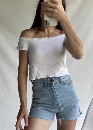 Кроп топ с открытыми плечами /футболка з відкритими плечами
