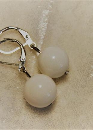 Розпродаж! білі сережки натур камінь - агат3 фото