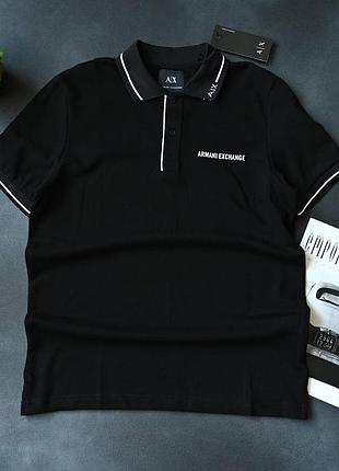 Поло футболка armani exchange чорна / брендові футболки від армані