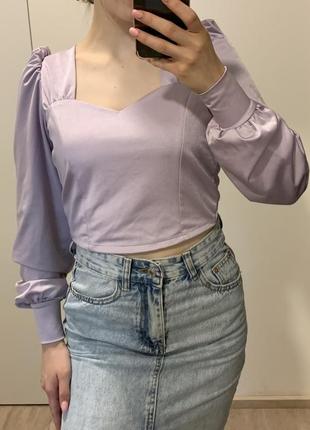 Фіолетова укорочена блуза-топ2 фото
