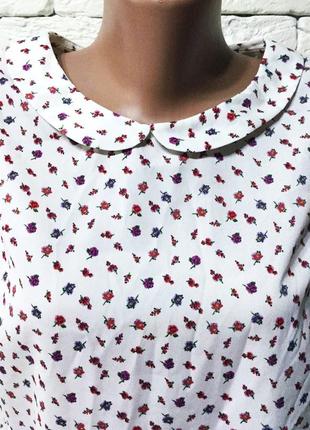 Лёгкая блуза с воротничком, цветочнй принт4 фото