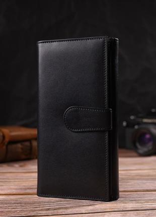 Портмоне унисекс из натуральной гладкой кожи canpellini 21855 черное8 фото