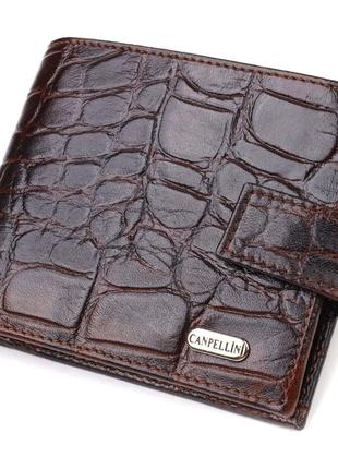 Стильний горизонтальний гаманець для чоловіків із натуральної шкіри з тисненням під крокодила canpellini 21890