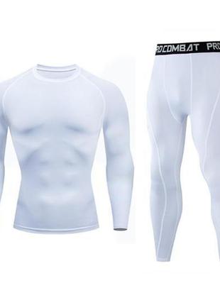 Комплект для тренировок компрессионная одежда pro combat l белый1 фото