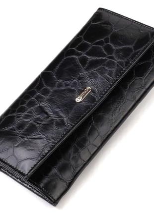 Незвичайний жіночий гаманець із натуральної фактурної шкіри canpellini 21834 чорний