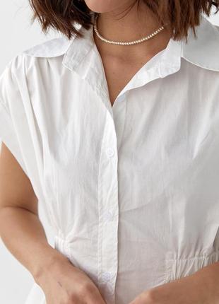 Жіноча сорочка з гумкою на талії — молочний колір, l (є розміри)4 фото
