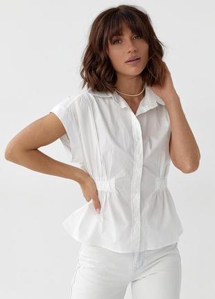 Жіноча сорочка з гумкою на талії — молочний колір, l (є розміри)1 фото
