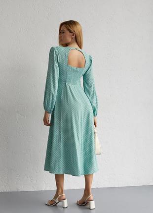 Платье в горошек с вырезом на спинке elisa - мятный цвет, s (есть размеры)2 фото