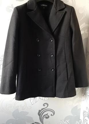 Чорний вовняний піджак, жакет вовняне пальто пулупальто подовжений піджак