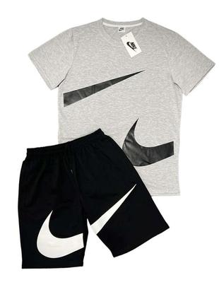 Летний мужской комплект nike swoosh футболка + шорты