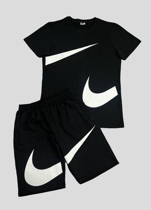 Летний мужской комплект nike swoosh футболка + шорты