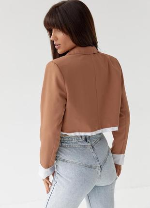 Жакет жіночий укорочений — світло-коричневий колір, l (є розміри)2 фото