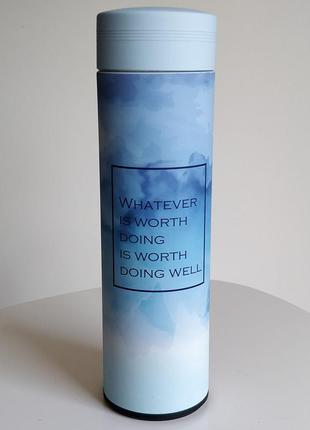Термос, термокружка, прекрасный подарок 500ml (цвет темно-синий)1 фото