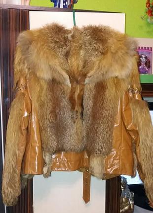 Куртка натуральна шкіра+лисиця