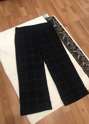 Брюки шерстяные кюлоты тёплые брюки кюлоты штаны в клетку