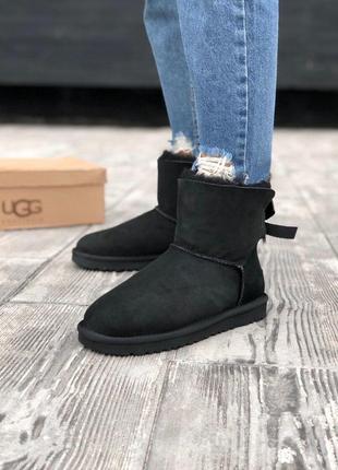 Шикарные зимние меховые ugg с бантами в черном цвете (осень-зима-весна)😍2 фото