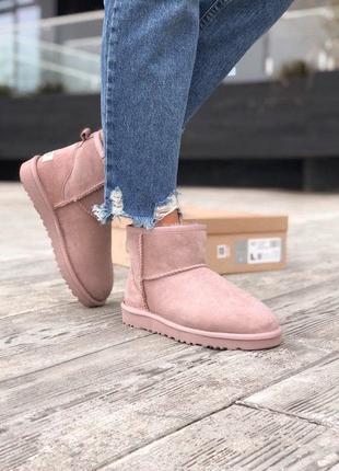 Теплі ugg mini в ніжно рожевому кольорі з натур.хутром (осінь-зима-весна)😍1 фото