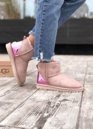 Стильные женские сапожки ugg mini в розовом цвете (осень-зима-весна)😍