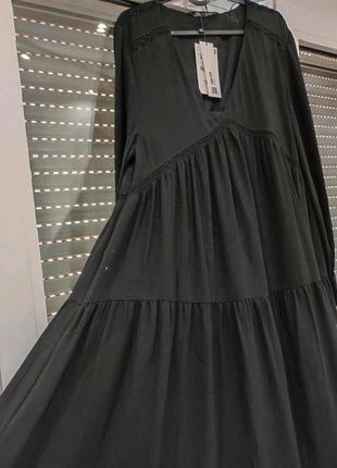 Zara платье женское ярусное вышивка 100% хлопок оригинал
