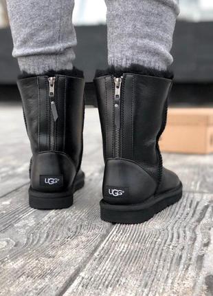 Высокие кожаные сапожки ugg с замком и теплым мехом (осень-зима-весна)😍5 фото