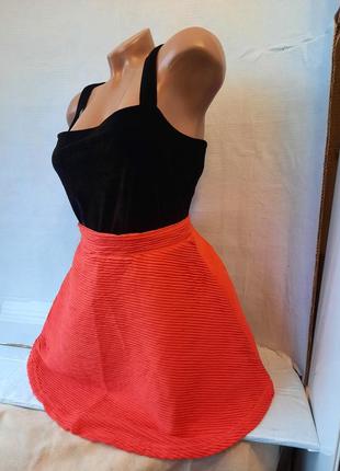 Женская юбка оранжевая клеш, клешная юбочка, юбочка, юбка, юбочка5 фото