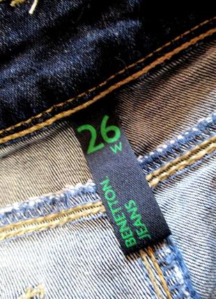 Скинни темно синие с потертостями benetton jeans7 фото