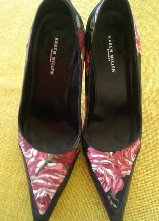 Итальянские кожаные туфли дорогого бренда karen millen на высоком каблуке,  38,5 разм.3 фото
