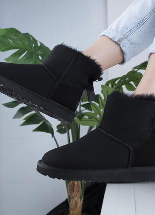 🧡ugg originals black🧡классные женские зимние угги с бантом.,чёрные уги.