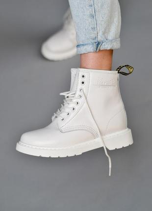 💠dr martens 1460 white с мехом💠зимние женские белые кожаные ботинки мартинс.