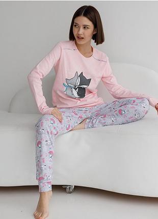 Пижама женская с штанами лисички 9054