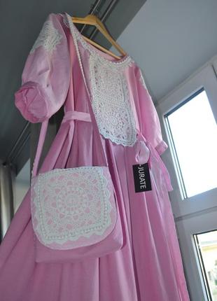 Дизайнерское платье и сумочка  "пион"5 фото