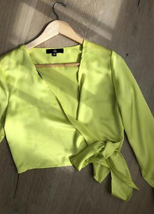 Missguided неоновая шелковая атласная яркая блуза4 фото
