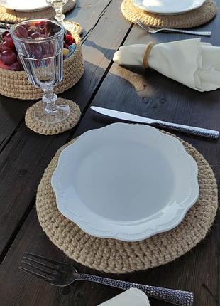 Джутові підставки під тарілки. підтарільники. плейсмати ручної роботи.