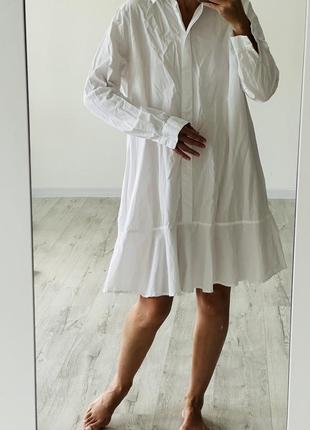 Платье платье рубашка zara хлопковая белая туника на пляж 🏖10 фото