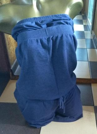 Комбинезон женский летний шорты лиф-резинка открытые плечи из плотного трикотажа