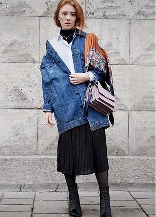 Куртка oversized длинная деним синяя