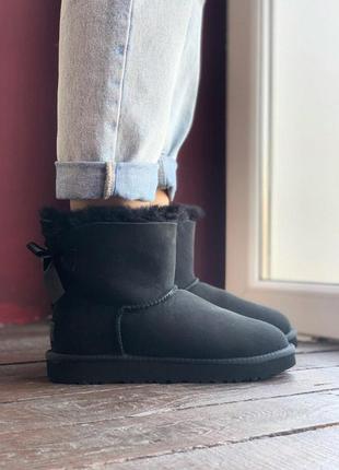 Замечательные женские ugg bailey bow mini в черном цвете (осень-зима-весна)😍