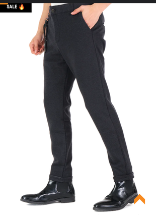 Черные зауженные брюки (хлопок+лен)