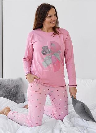 Пижама женская с штанами розовая 10011