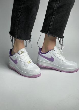 Кросівки nike air force 1 low white/purple8 фото