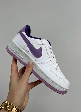 Кросівки nike air force 1 low white/purple6 фото