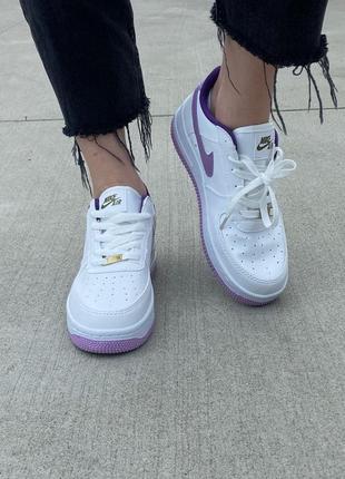 Кросівки nike air force 1 low white/purple2 фото