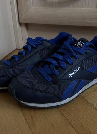 Кроссовки reebok темно-синие, кожа, сеточка