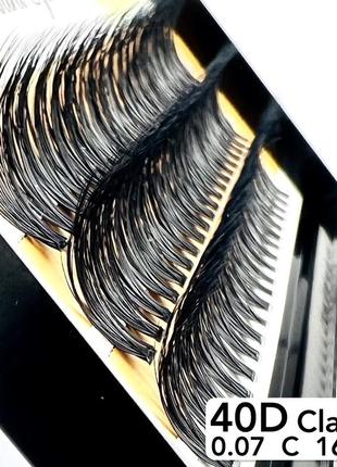 Nesura eyelash classic 40d, 0,07, изгиб c, 16 мм, 60 пучков ресницы пучки несура классик 40д