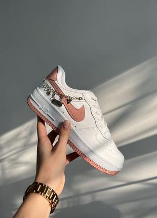 Кросівки nike air force 1 low white/peach2 фото