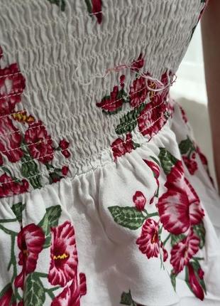 Бавовняна біла сукня з квітами2 фото