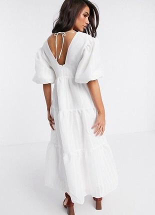 Платье миди в текстурированную полоску asos edition белое2 фото