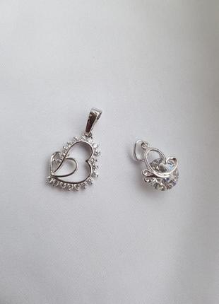 Набор серебристых кулонов подвесок с камнями подвески бижутерия с камешками стразами