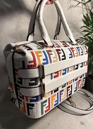 Жіноча сумка шопер біла сумка з екошкіри через плече туреччина нова модель хіт 2023 під стиль fendi фенді5 фото