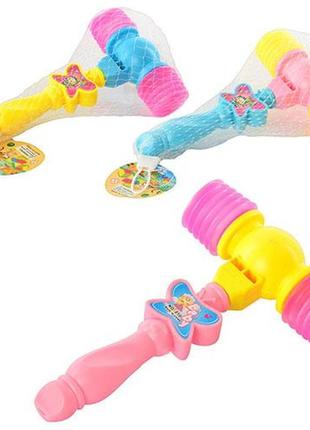 Молоточок 010 (360шт) пищалка, 3 кольори, в сітці, 20-12-4см